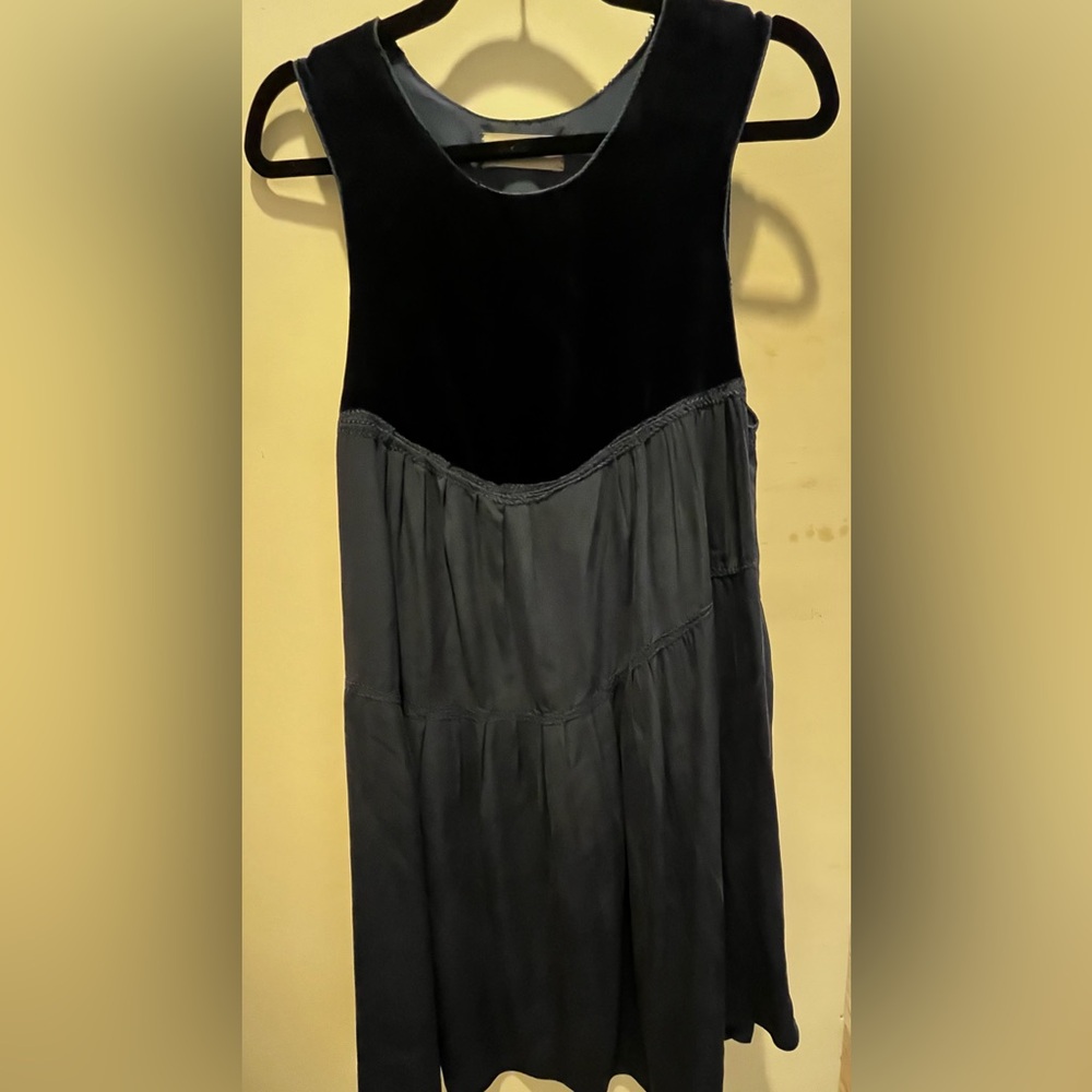 Navy Blue silk/velvet Corell Corell sleeveless dress - worn 2x
